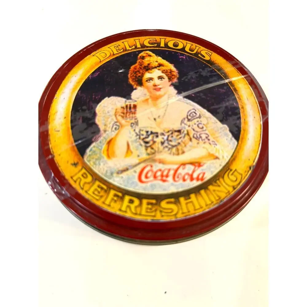 Vintage‎ Coca-Cola Tin Canister Collectible Victorian Ladies Red Storage Tin